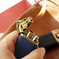 creative twin flame lighter horse style windproof jet flame open fire conversion butane gas cigarette lighter novelty mens gift