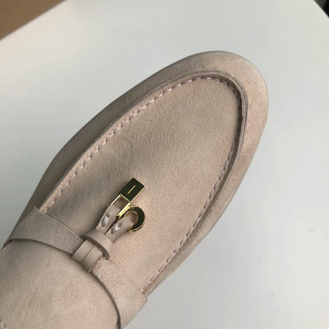 Туфли женские из натуральной замши на плоской подошве без застежки - купить по