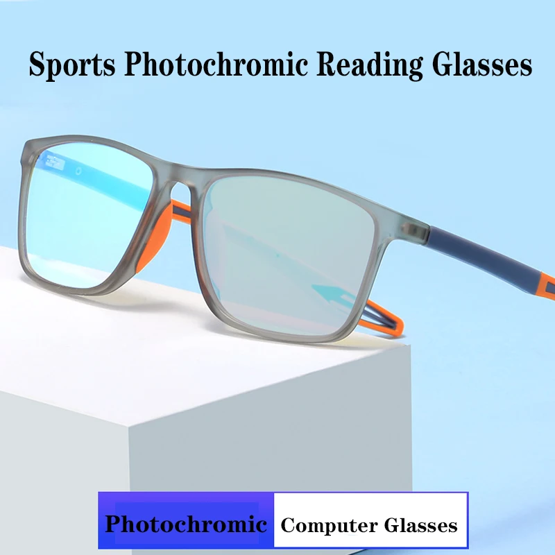 

2022 TR90 спортивные фотохромные очки для чтения, мужские высококачественные очки с защитой от синего света, полная оправа, деловые очки для дальнозоркости + 2,5