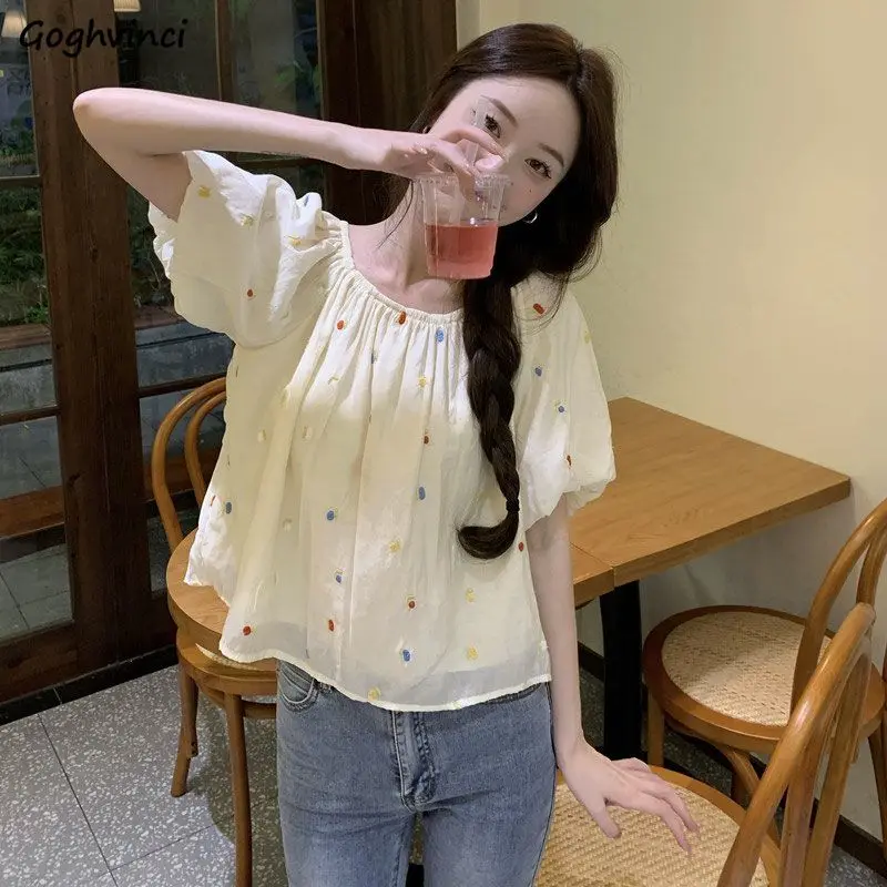 

Блузка женская с пышными рукавами, милая простая нежная модная повседневная универсальная винтажная приталенная, в стиле Ins, для школьниц, Харадзюку прерий, шикарный темперамент