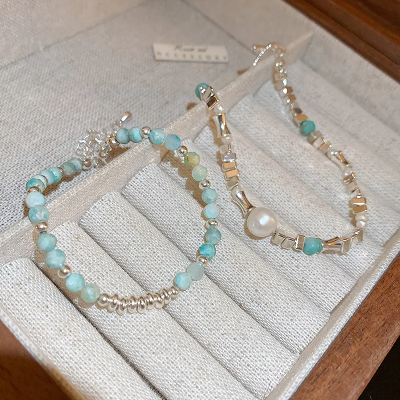 

Minar New Chic Freshwater Pearl Toggle Clasp Circle Strand Bracelets Shiny Silver Chain Natural Stone Beaded Bracelet for Women