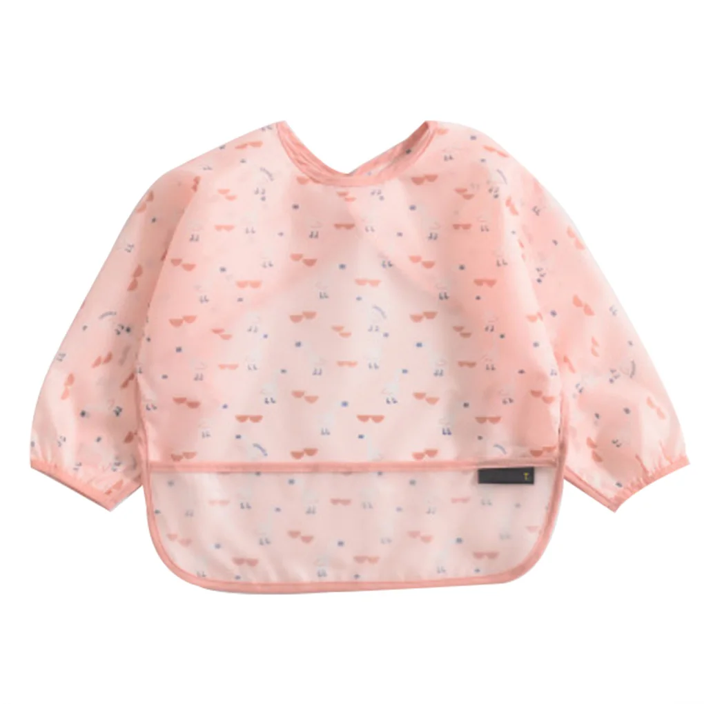 

Детские нагрудники для мальчиков и девочек, топы для младенцев, водонепроницаемая мультяшная Дизайнерская одежда с длинным рукавом унисек...