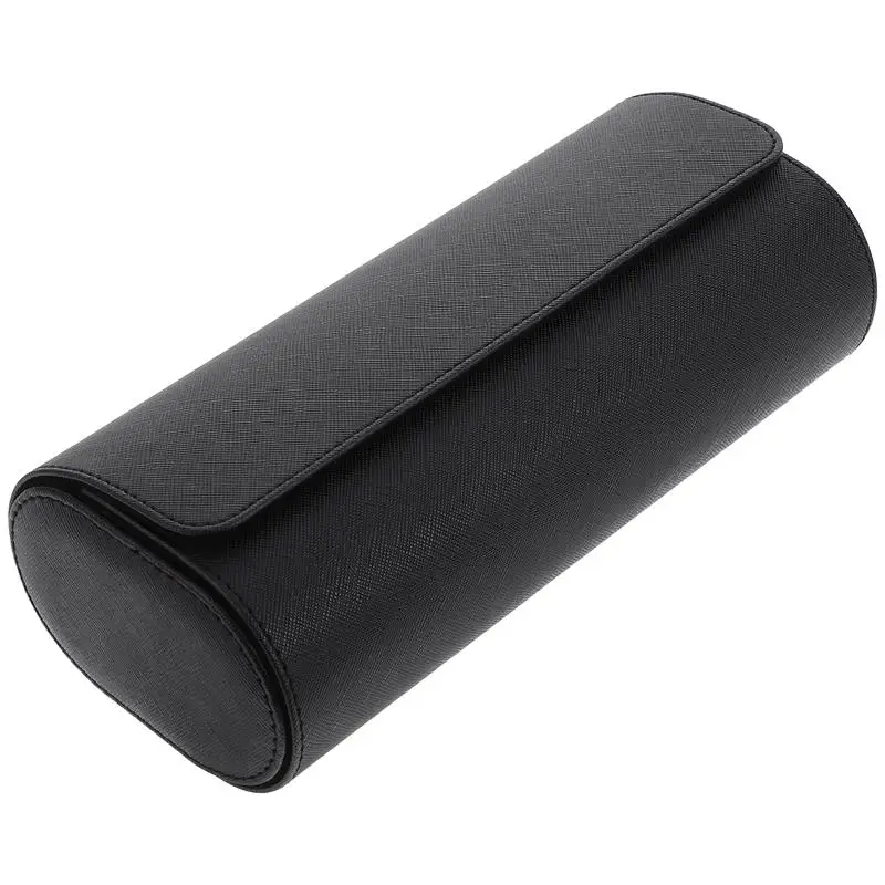 

1Pc 3 Slots Portable Watch Box Round Watch Organizer Elastic PU Watch Case