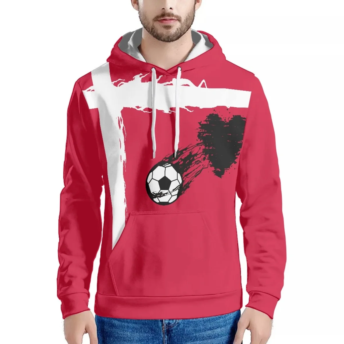 

Doginthehole Denmark Flag Printing Loose Hoodies for Men 2022 Football Pattern Hoody Pullovers Male Oversized Sweatshirt Autumn