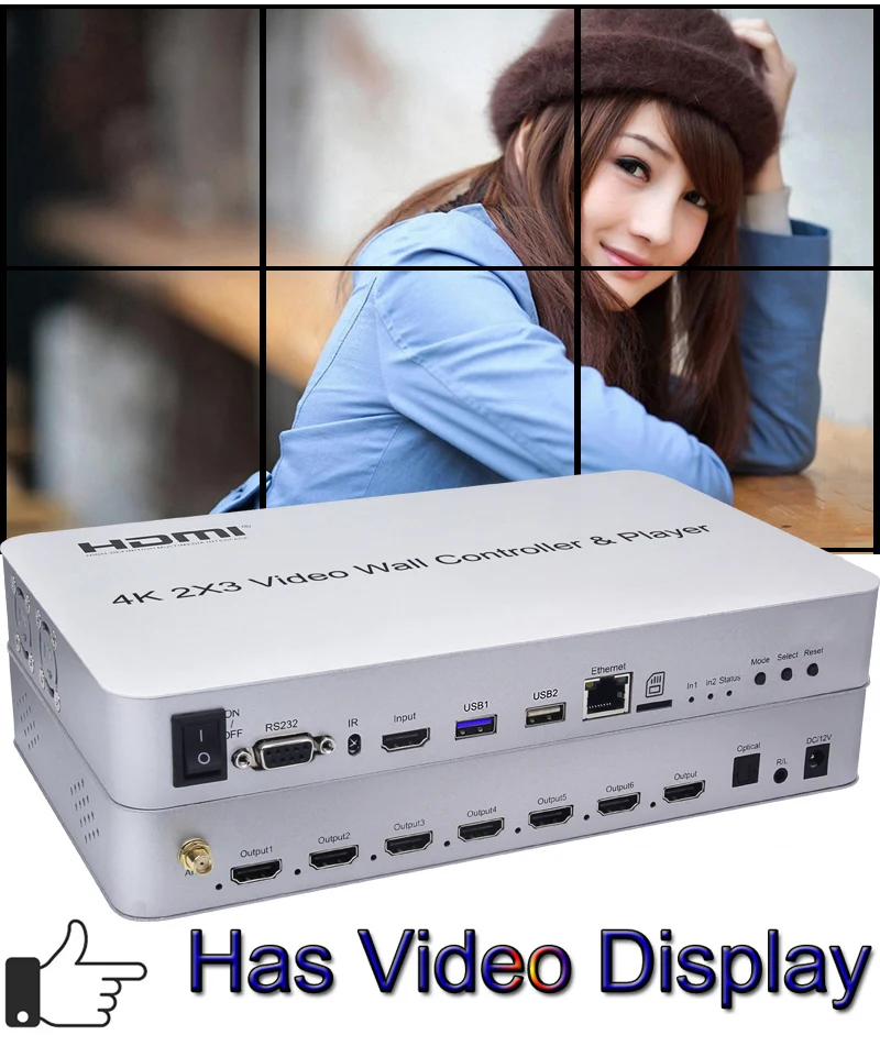 

4K 2x3 Splicer 2x2 Splicing Screen TV Wall Processor HDMI Video Wall Controller Support Audio TF Card USB U Flash Disk Player