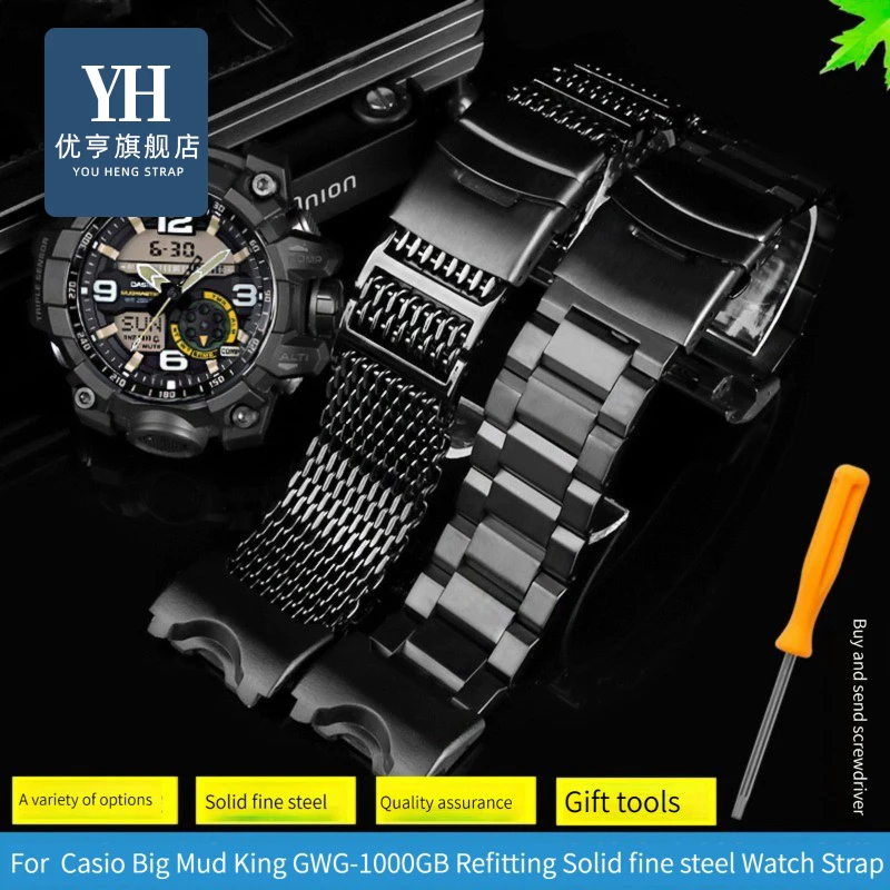 Stainless Steel WatchBand For G-SHOCK Casio Men Big Mud King Modified GWG-1000 GB/GG GWG/GSG100 Replacement Watch Strap bracelet