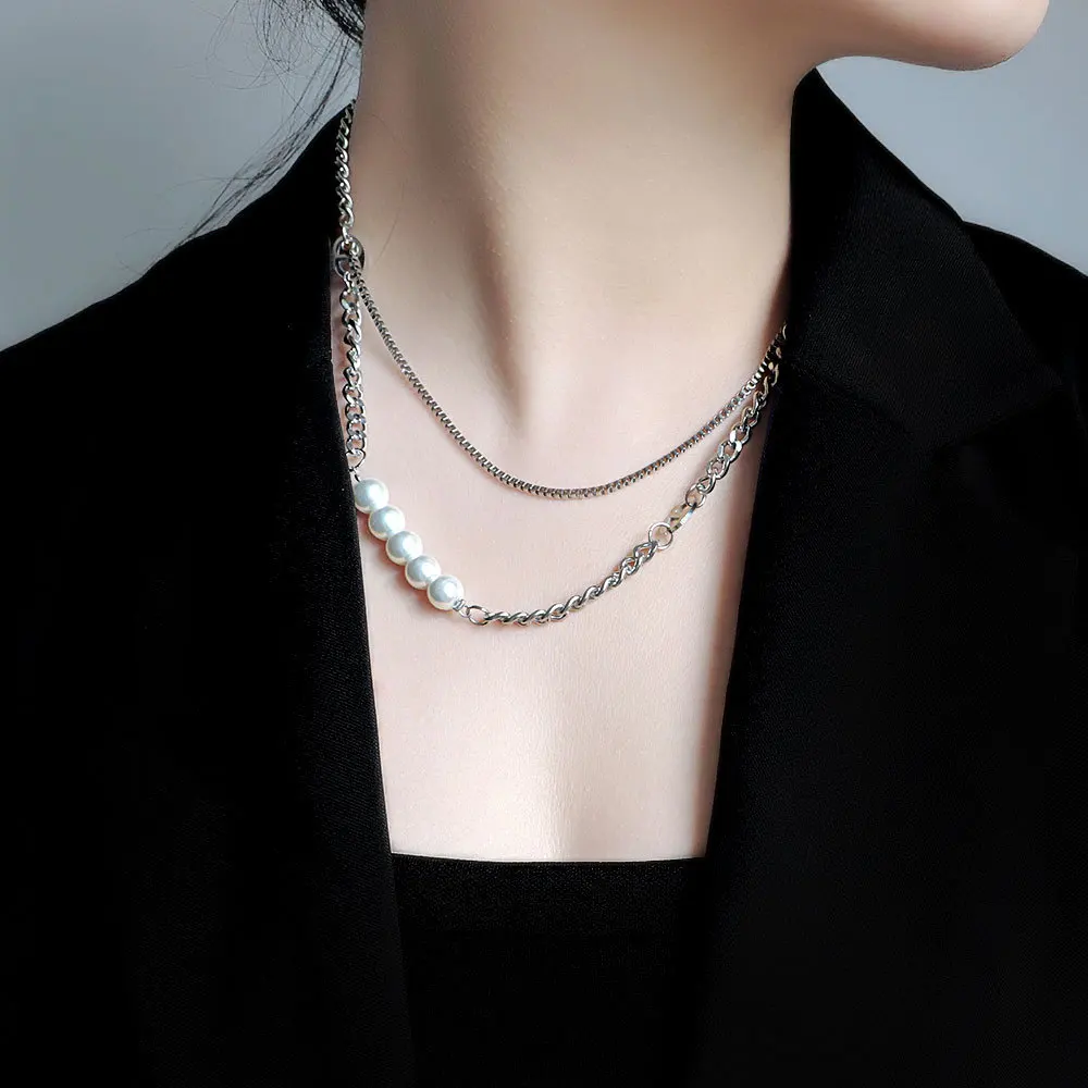 

Punk Bead Stainless Steel Layered Necklace Women Gothic O-chain Choker Necklace Hip Hop Jewelry Valentines Day Gift