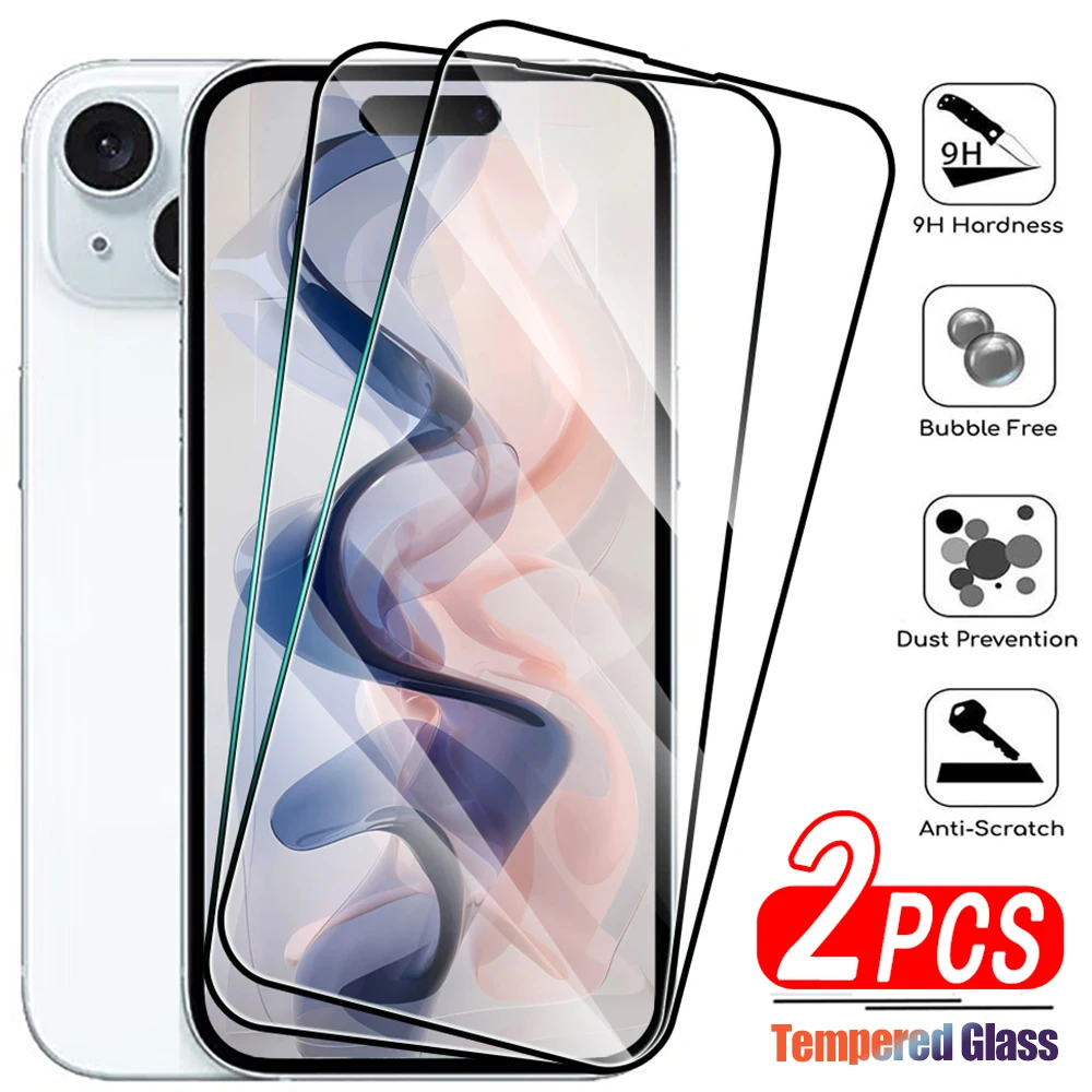 2 шт. закаленное стекло для iPhone 15 Pro Max Защита экрана iphone 14 13 12 11 7 8 6s Plus X XR XS Mini