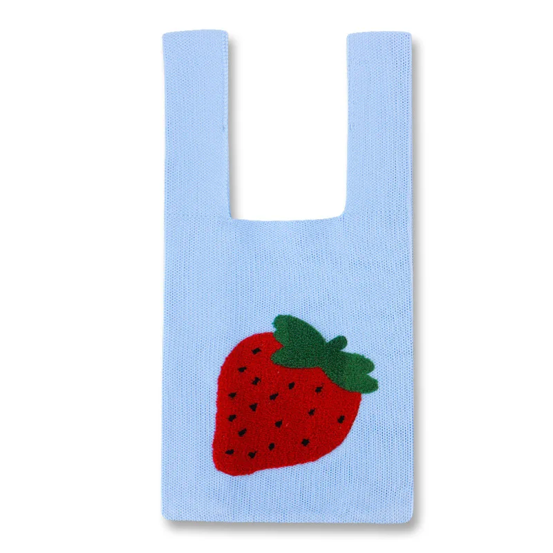 

Женская эстетичная Сумка-тоут с короткими ручками и вышивкой в виде клубники