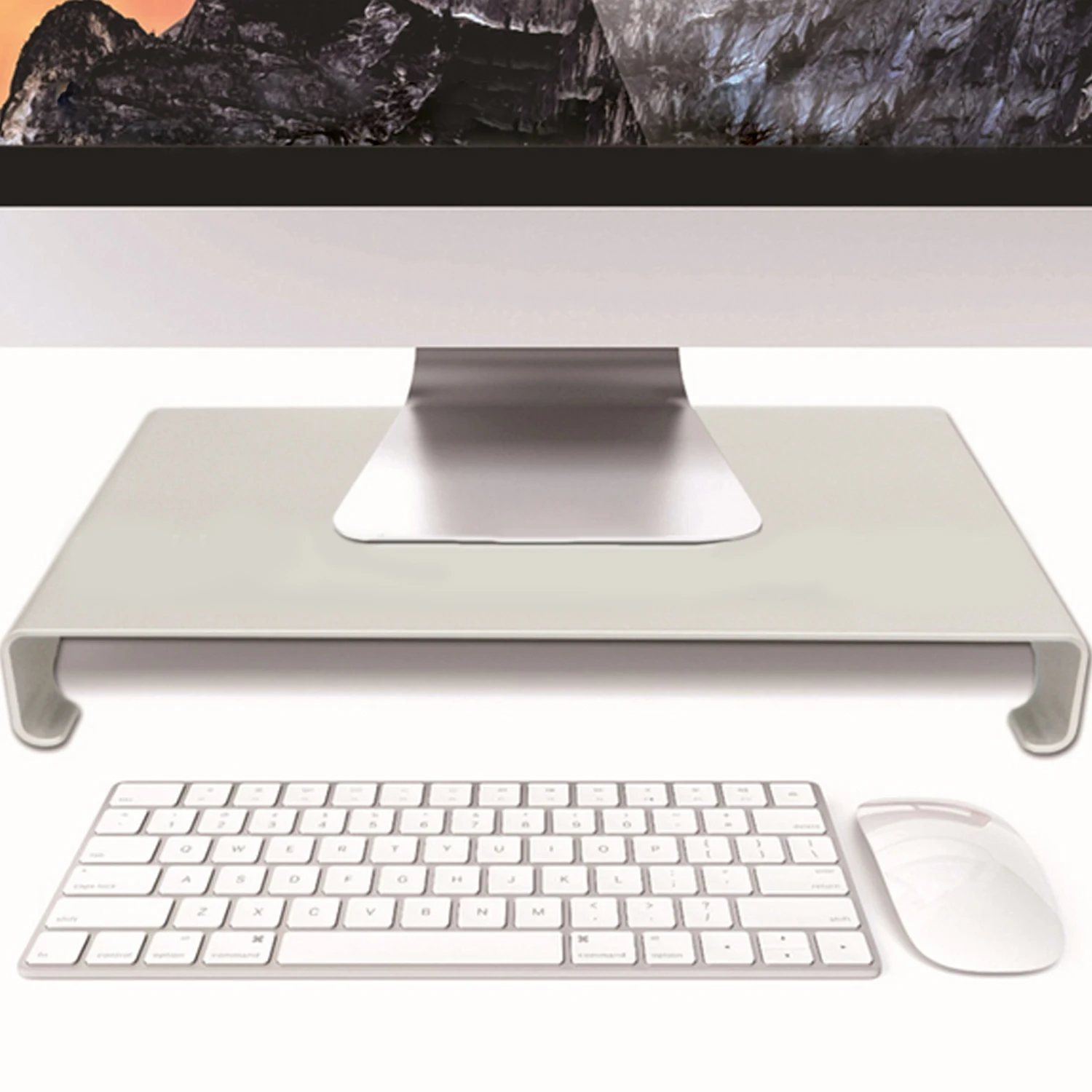 

Besegad Aluminum Alloy Computer Laptop Display Monitor Riser Stand with Keyboard Mouse Storage Slots for Home Office Dorm Silver