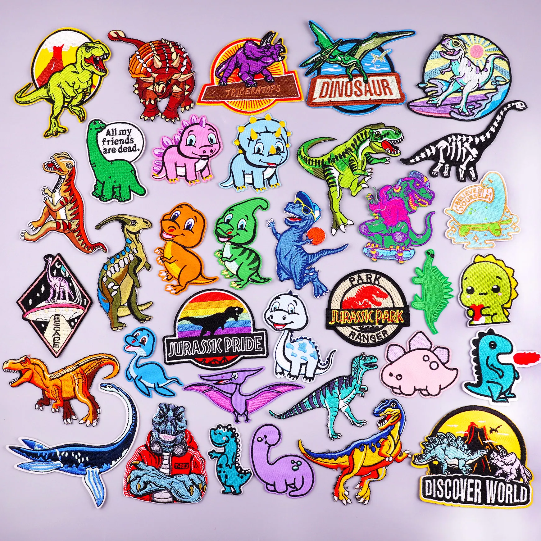 

Cartoon Dinosaur Iron On Embroidered Patches For Children's Clothing Thermoadhesive Patches Sticker DIY Clothes Sewing Decorate