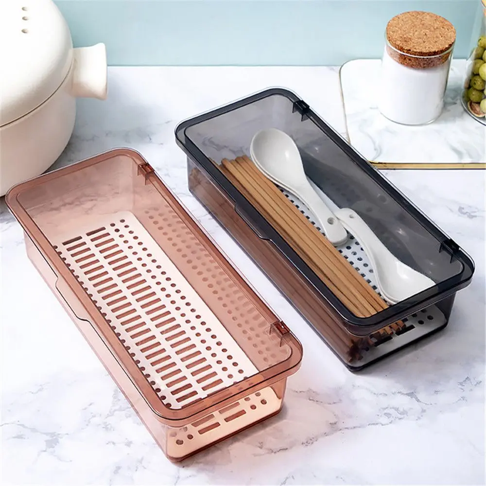 

Household Chopstick Holder Extended Chopstick Cage Dust Proof Chopsticks Spoon Fork Organizer Box With Cover