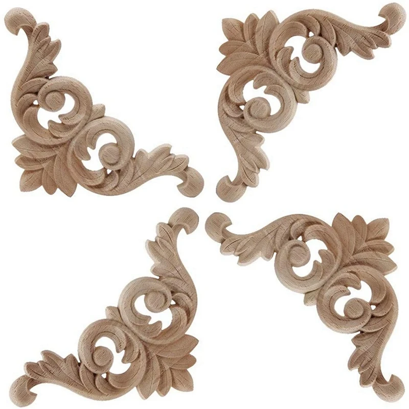 

20 Pcs Wood Carving Decal Wood Carved Mouldings Corner Applique Home Door Decor Wood Carving For Door Cabinet Windows