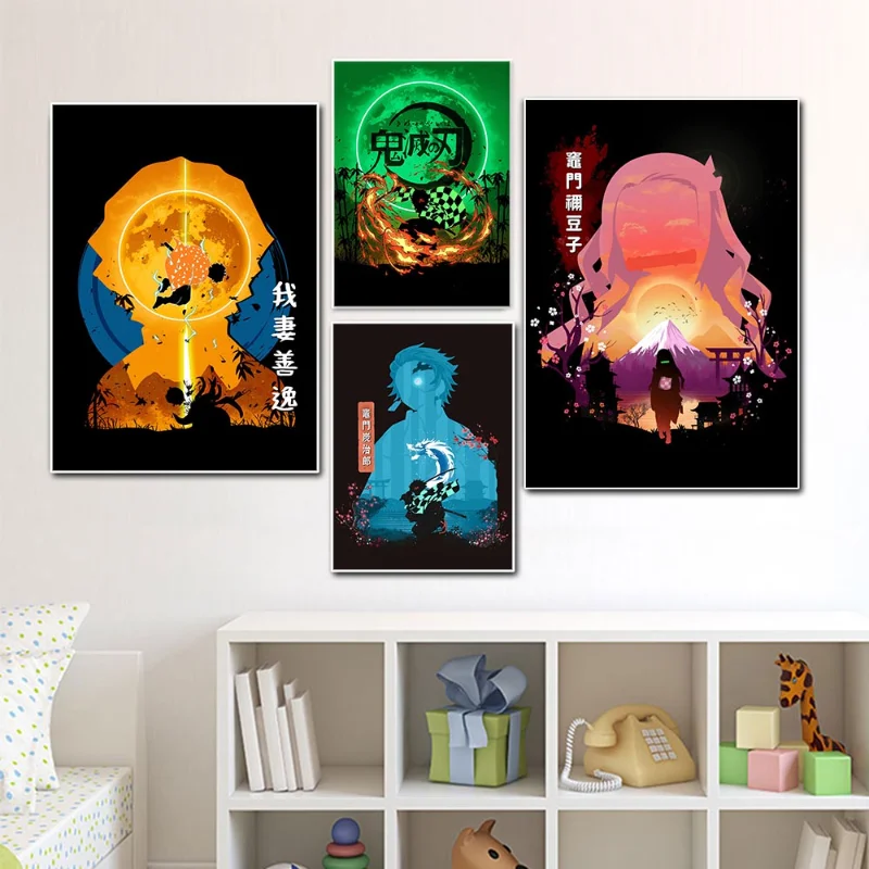 

Japan Anime Figure Demon Slayer Kamado Tanjirou Wall Art Interior Poster Cartoon Canvas Painting Nursery Kids Room Home Decor