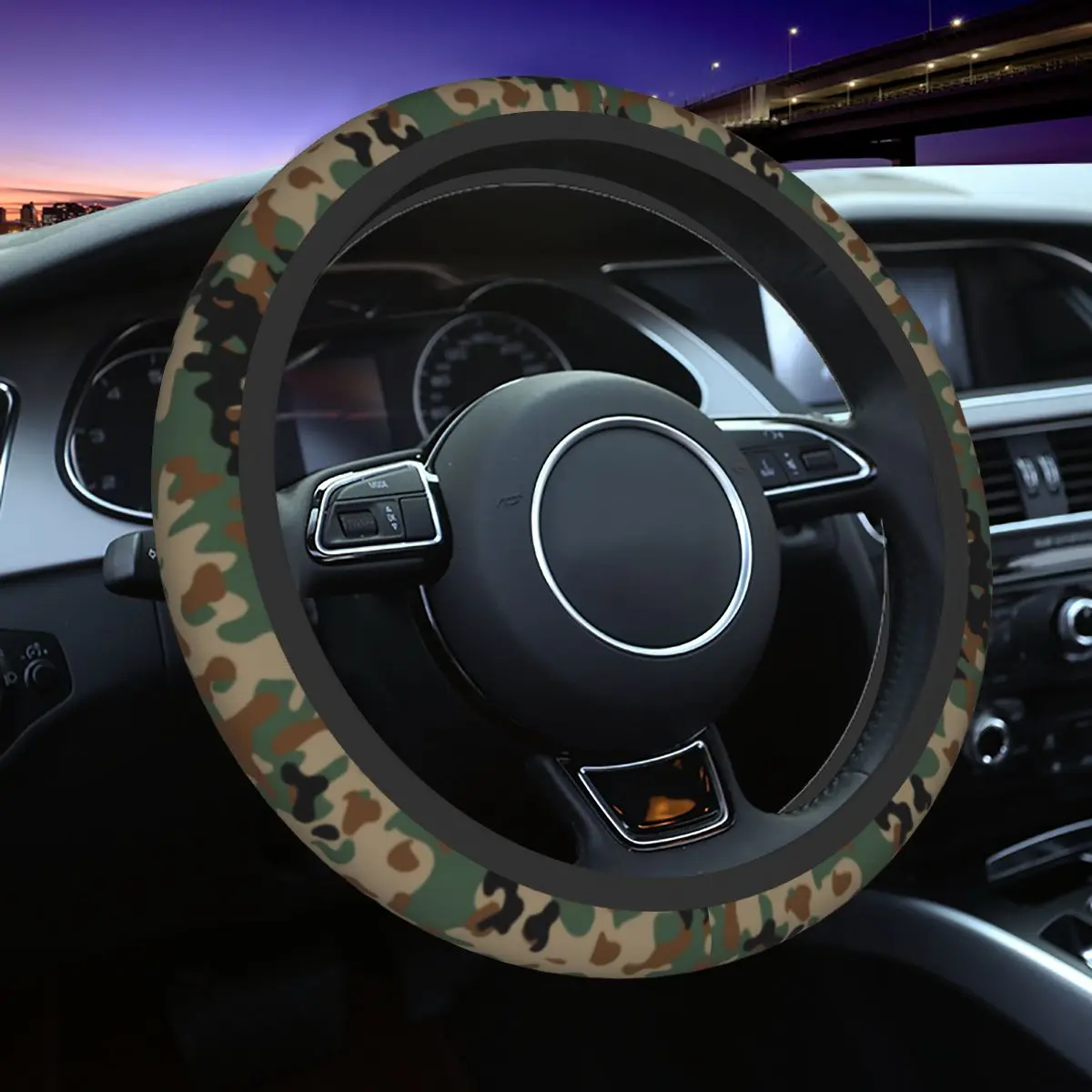

Flecktarn Camouflage Car Steering Wheel Cover 37-38 Soft Army Military Camo Fashion Car-styling Car Accessories