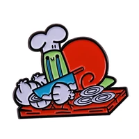 crying snail slicing onions in the kitchen television brooches badge for bag lapel pin buckle jewelry gift for friends