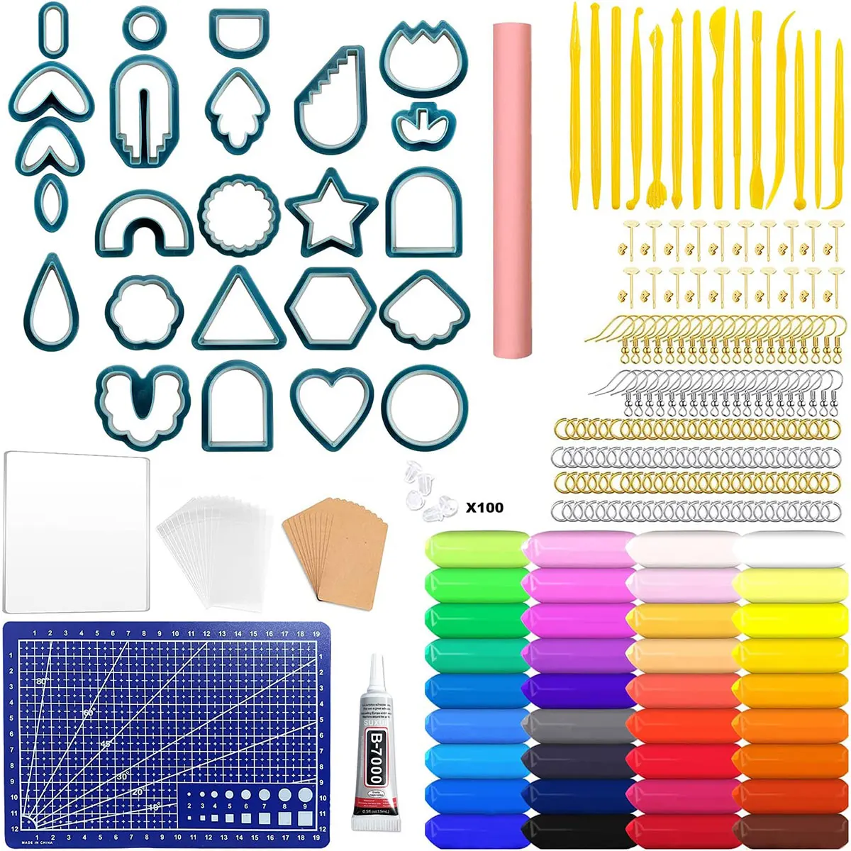 

L 358pcs DIY Clay Earring Cutters Set for Earring Jewelry Making Different Sizes and Irregular Shape Stainless Steel Polymer