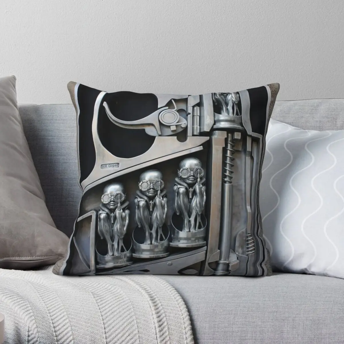 

H. R. Giger Museum Entrance Statue Pillowcase Polyester Linen Pattern Zip Decor Pillow Case Home Cushion Cover