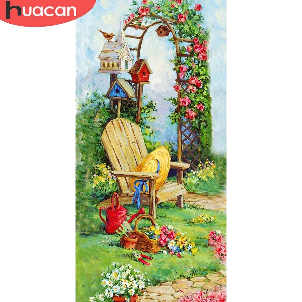 

HUACAN Diamond Painting Garden Embroidery 5D Set Mosaic Flower Hobby And Needlework Landscape Handicraft Pictures For The Home