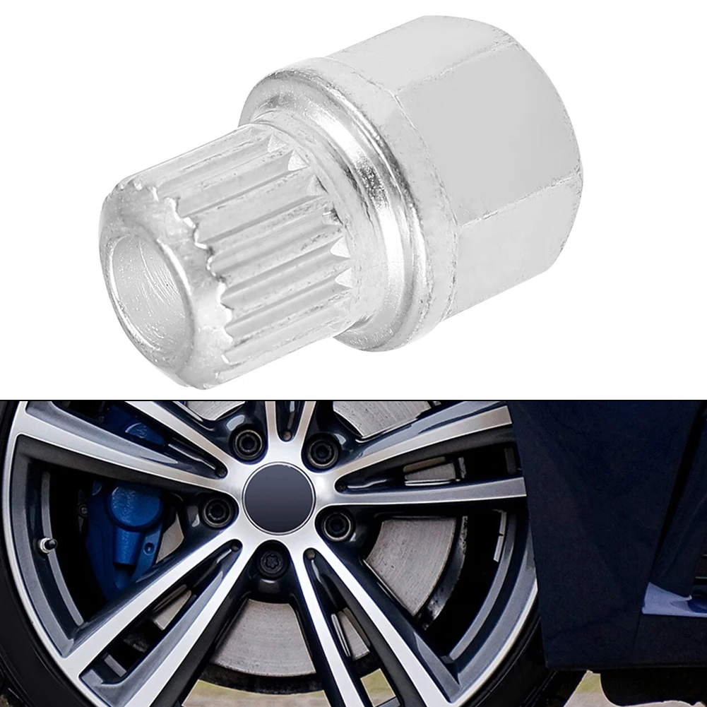 

Nut Screw Wheel Lock Car Accessories Car Anti Theft Hollow Removal Key Replacement Resistant Silver Tone For BMW