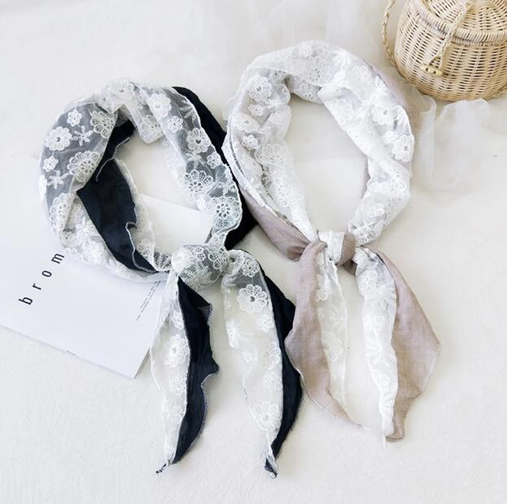 Винтажный кружевной шарф Лолиты с вышивкой треугольная повязка на голову в