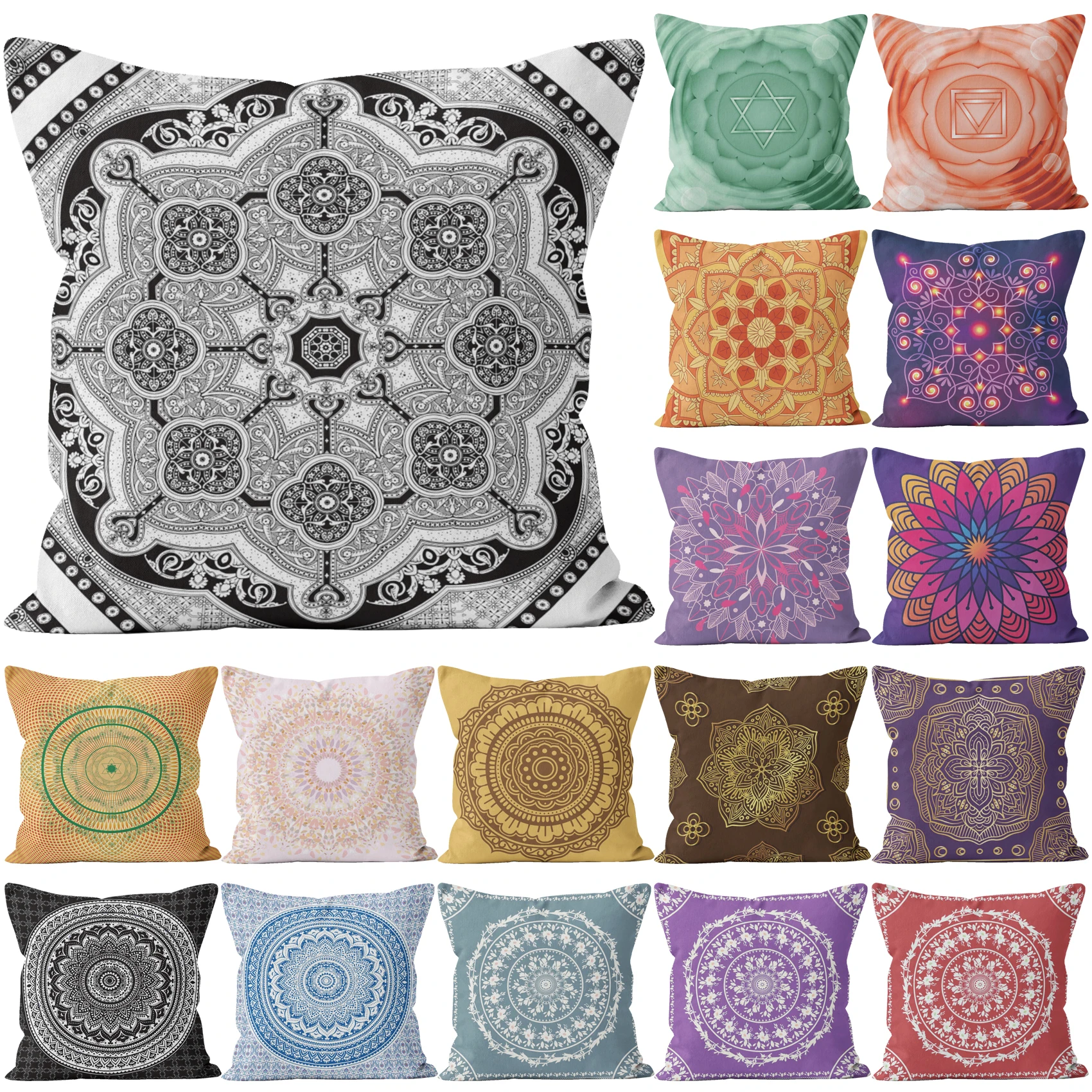 

Mandala Linen Cushion Cover Indian Meditation Witchcraft Psychedelic Hippie Living Room Sofa Cushion Cover Home Decor Wholesale