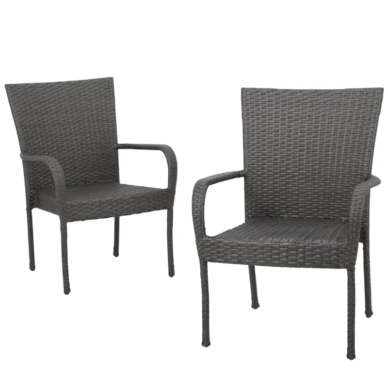 - Wicker - Set Of 2 - Has Arms - Gray Outdoor Furniture Set 