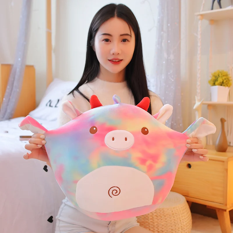 Kawaii Spotted Cow Plush 3D Cotton Super Soft Cow Stuffed Animals Throw Pillow Unicorn Pig Plush Children Gifts images - 6
