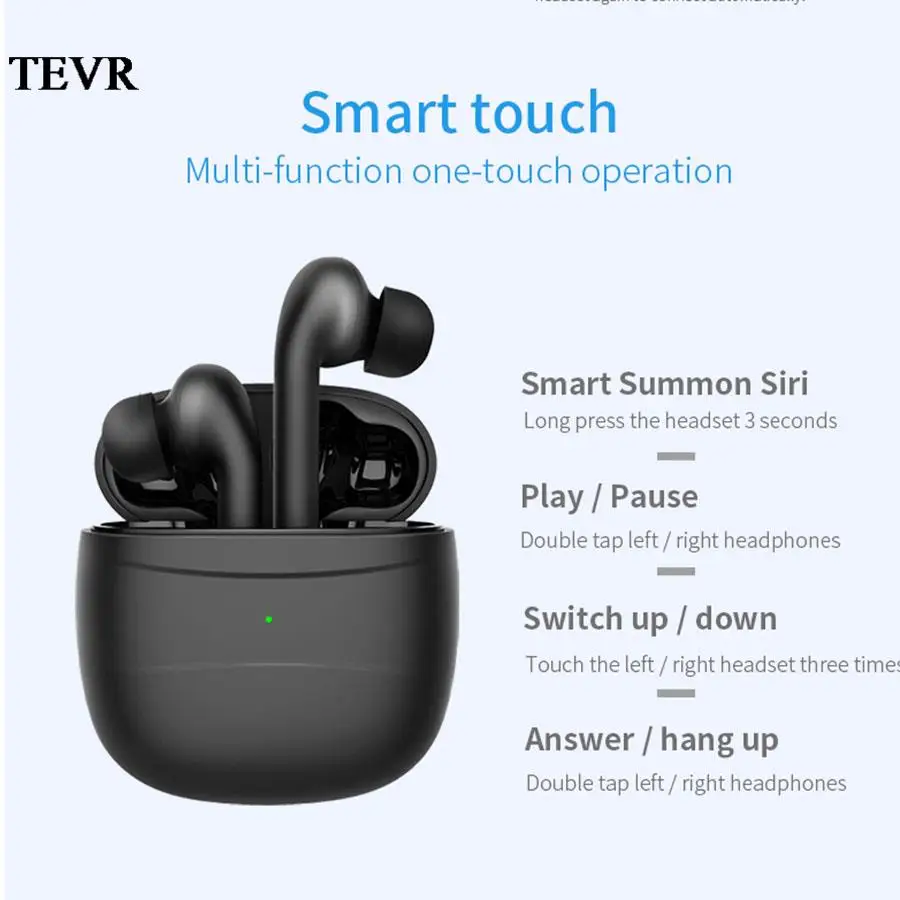 

TWS Wireless 5.0 Headphones Bluetooth-compatible Earphones Touch Control Noise Cancelling Gaming Headset With Cable and Micphone
