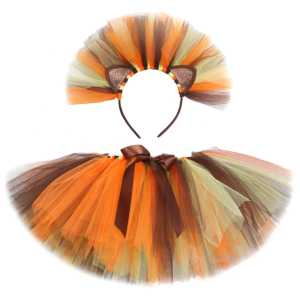 Baby Girls Animal Lion Tutu Skirt Outfit for Kids Birthday Party Tulle Skirts Children Christmas Halloween Costumes with Bow