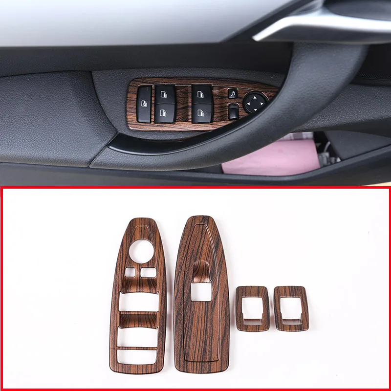 

Pine Wood Grain Style Abs Car Window Lift Switch Frame Trim For Bmw X1 2016 -2018 For Bmw X2 2018 Car Accessories 4pcs For Lhd