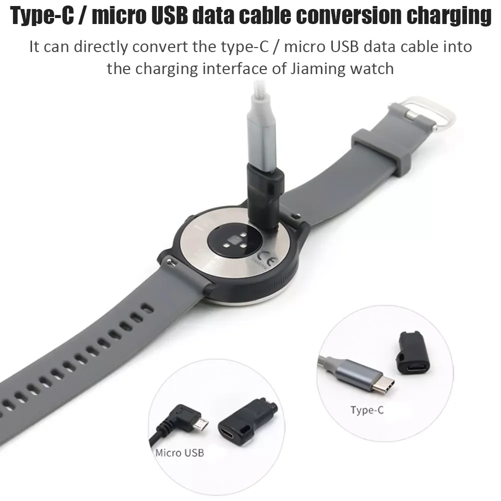 Адаптер зарядного устройства с разъемом Type C/Micro USB на 4 контакта для Garmin Fenix 5/5S/5X/6