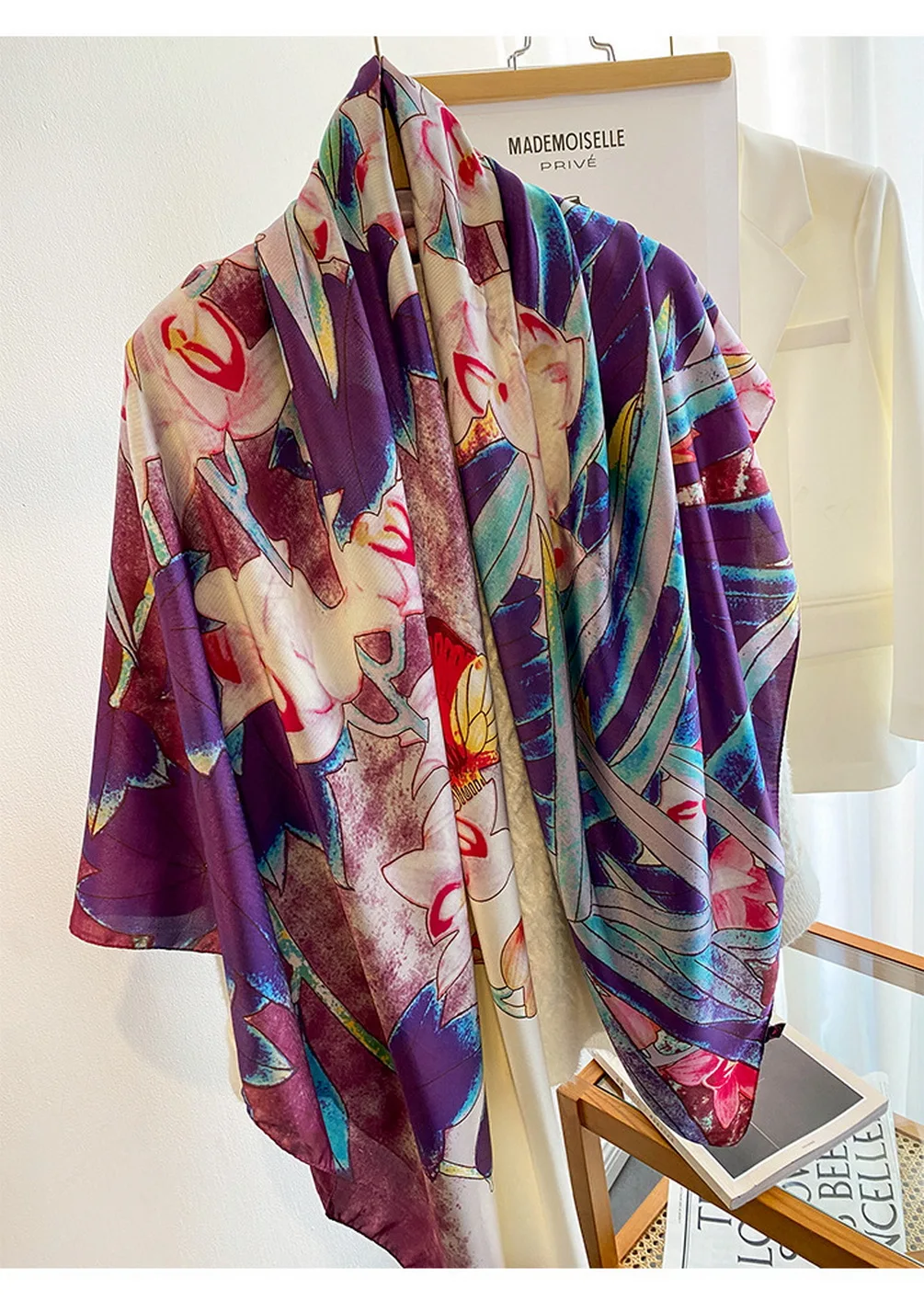 

Scarf Silk Satin Women Summer Square Wrap Bohemian Retro Ladies Scarves Indian Muslim Islamic Kerchief HeadBand Hats 140x140cm