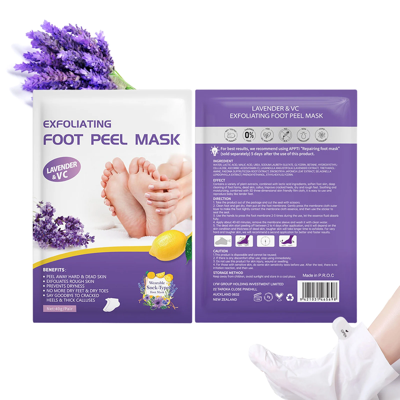

1 Pair Lavender Foot Masque Feet Exfoliating Foot Mask Skin Care Foot Peeling Dead Skin Feet Masks Pedicure Socks Foot Cream