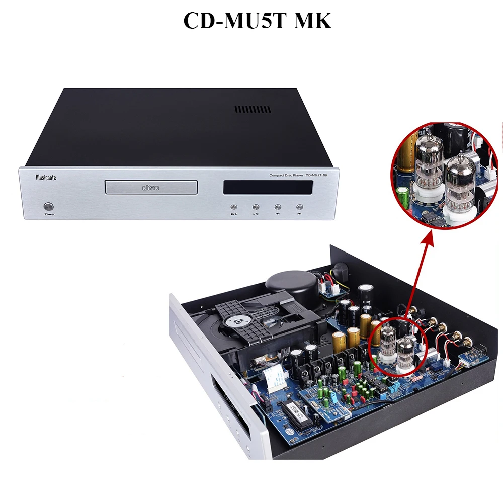 Фото CD-плеер CD-MU5T с двумя трубками, Bluetooth 5.0, вход USB-B, профессиональный CD-плеер для воспроизведения музыки, оснащенный ЦАП ES9018, декодирование 32 бит 384 кГц №1