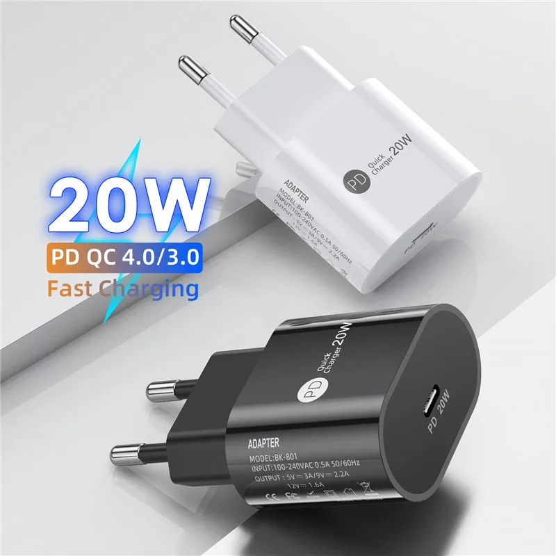 

20W PD QC 4.0 3.0 Fast Charging Type C Quick Charge For iPhone 12 13 Samsung Xiaomi Super Fast Charger Wall Adapter US EU Plug