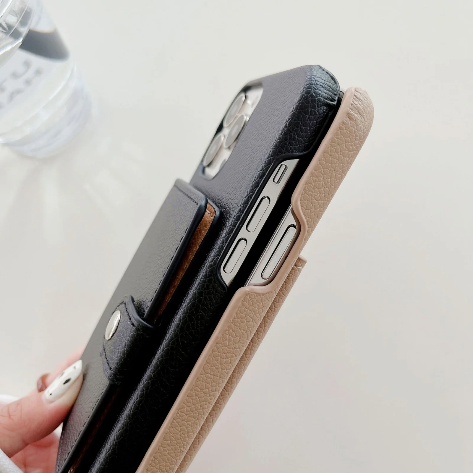 Litchi Pattern Phone Case for iPhone 14 Pro Max 5G Leather Case with Card Slot Shockproof Phone Case Protection Cover