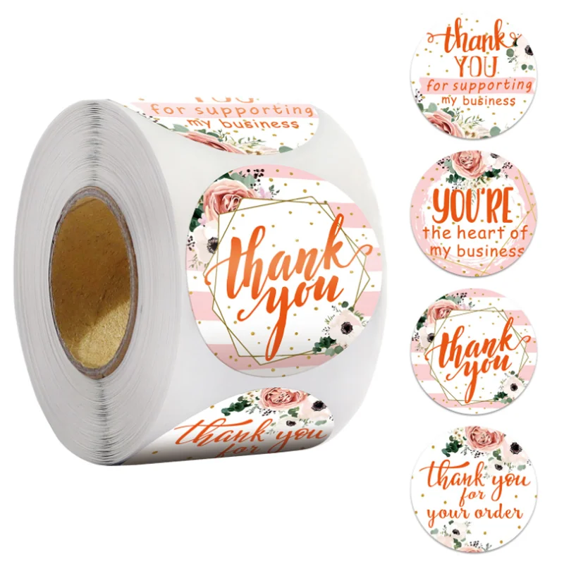 

500 /roll Thanks For Handcrafts Stickers Labels DIY Rewards Incentive Scrapbook Decor Journal Sealing Stickers Office Stationery