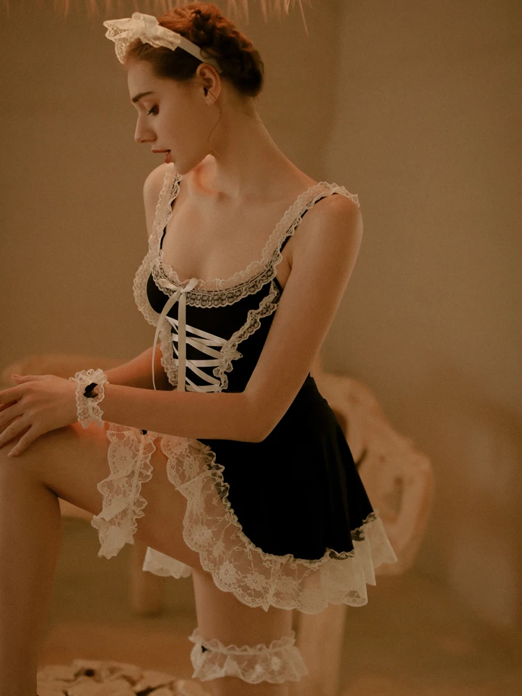 

Женский костюм для косплея горничная одежда для ролевых игр Лолита Принцесса Трансвестит гей-Фетиш сексуальное кружевное платье Экзотичес...