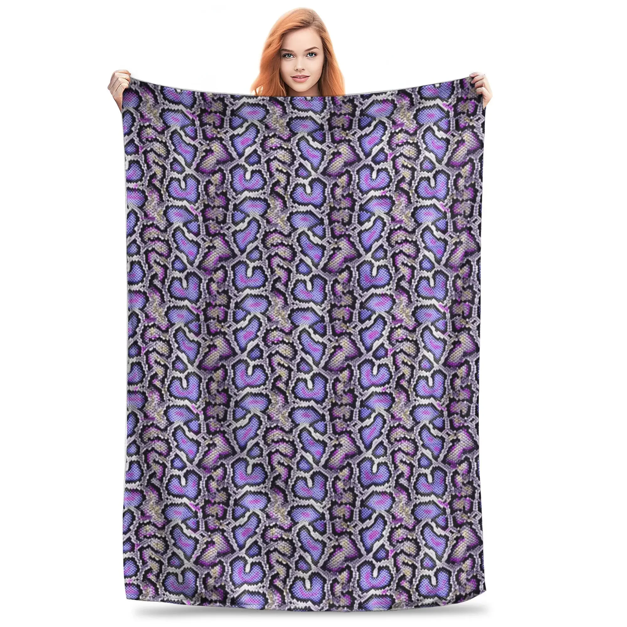 Фиолетовое одеяло из змеиной кожи питона для дивана мягкое уютное плюшевое 50x60