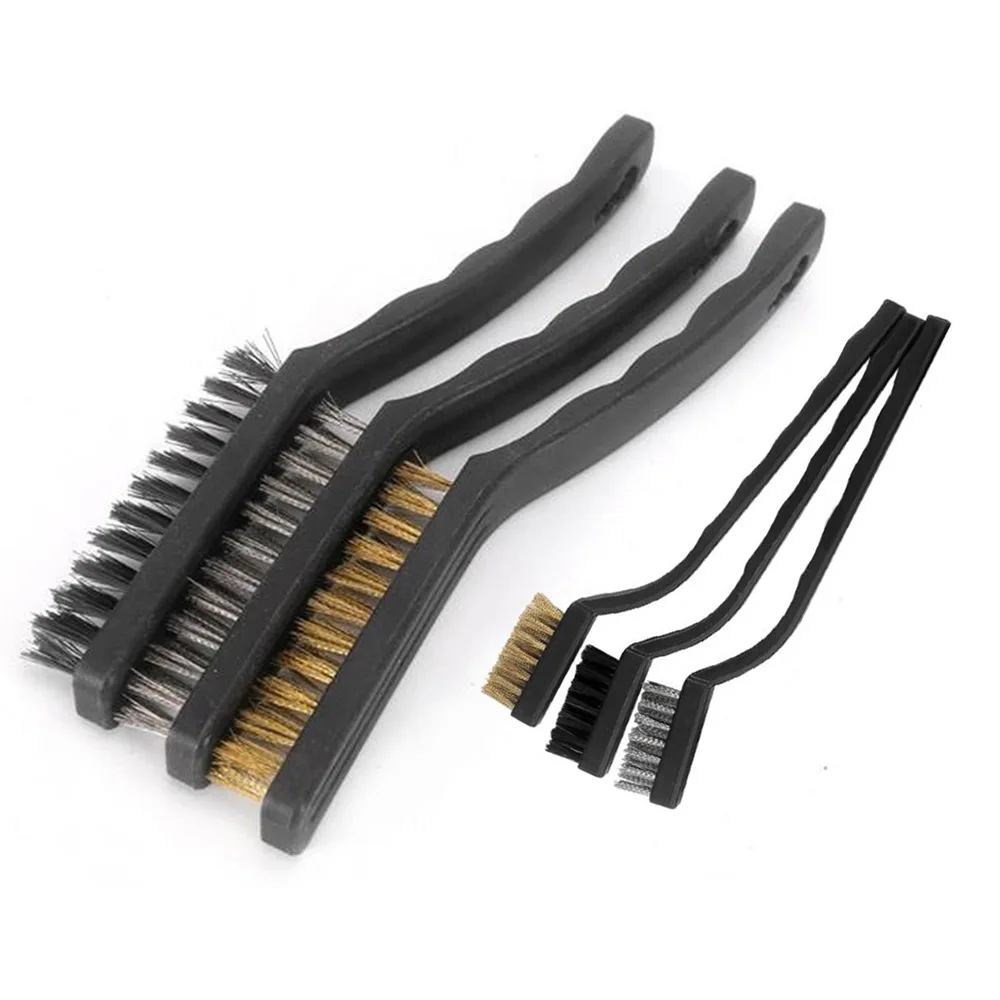

6pcs/Set 7/9Inch Steel Wire Brushes Stainless Steel Brass Nylon Brush For Cleaning Polishing Detail Metal Rust Burring Brush