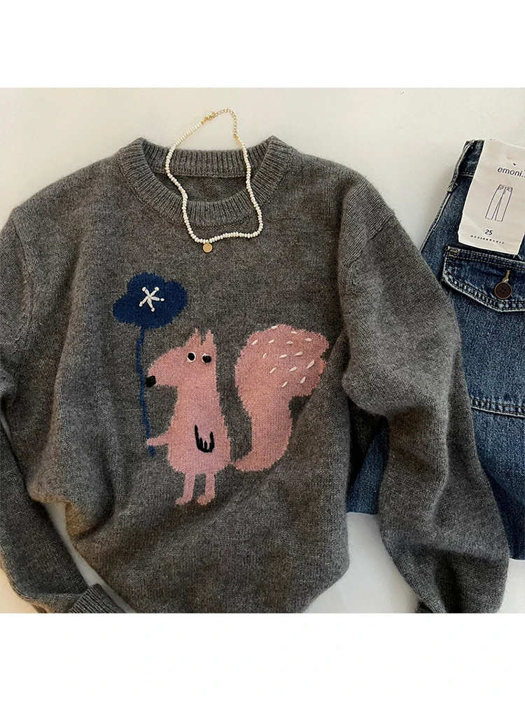 

Y2K Top Cute Animal Pullover Knitwear Sweaters Harajuku Fashion Loose Tops Casual Streetwear Jumper Sweater Women Spring 2023