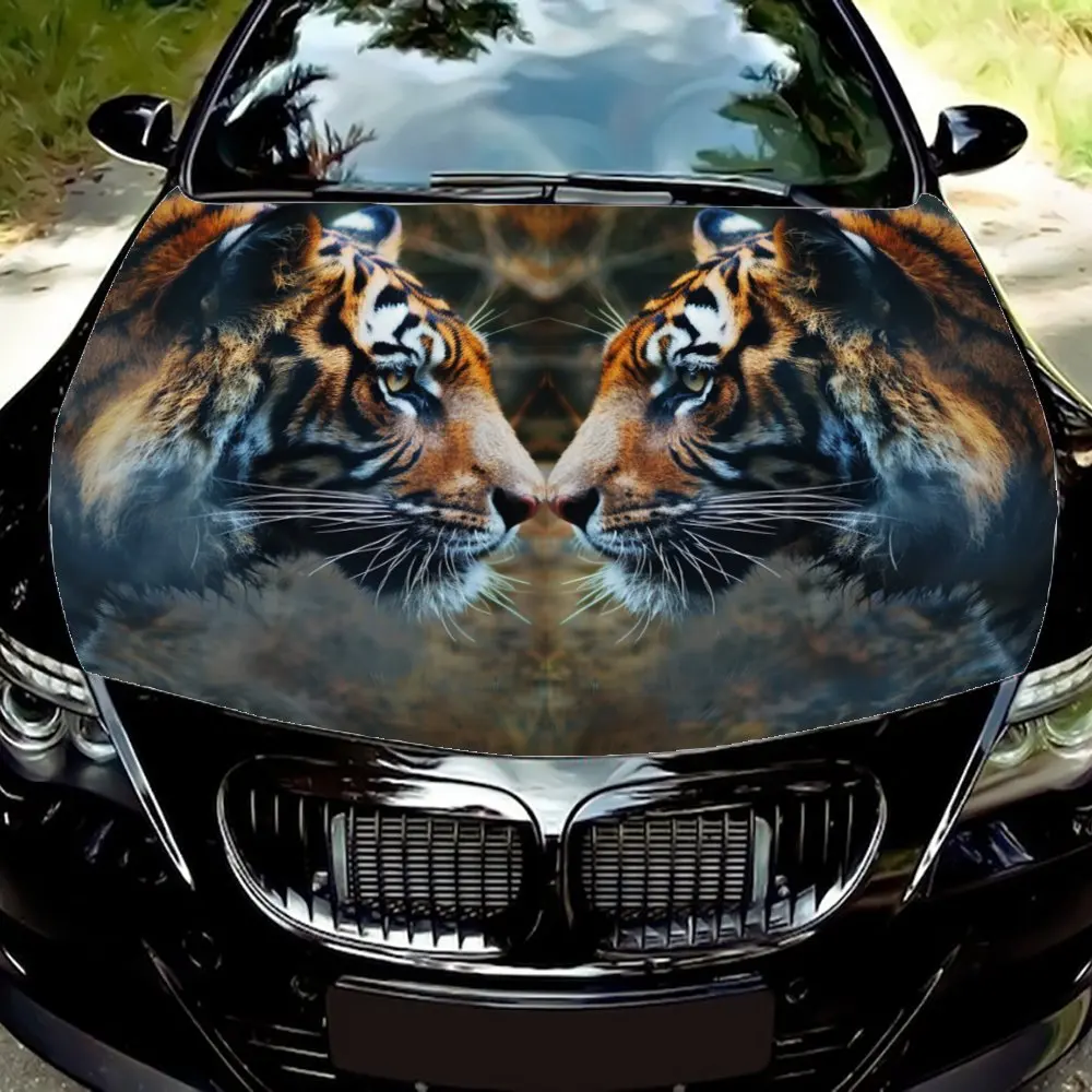 Ultimate Tiger Car Hood Wrap Package - Includes Stickers &amp Installation Tools Complete Transformation Kit