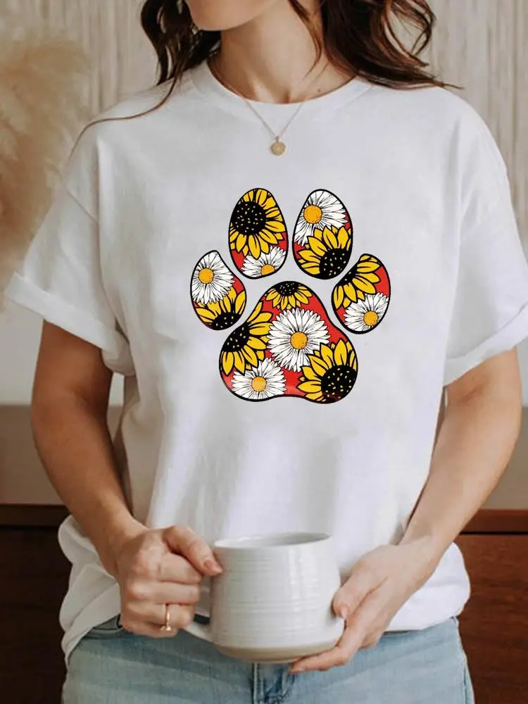 

Женская футболка с коротким рукавом и принтом «Собачья кошка»