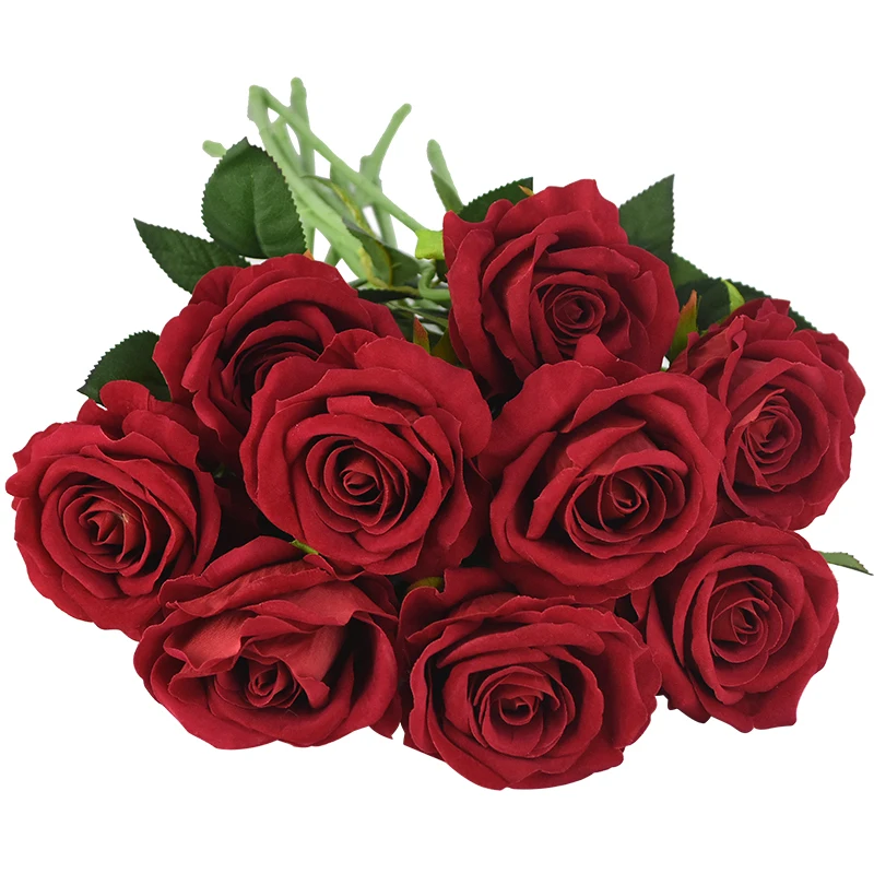 

5Pcs Real Touch Rose Flowers Flannel Flower Bouquet Table Vase Decorative Artificial Flowers Bunch Wedding Home Decoration