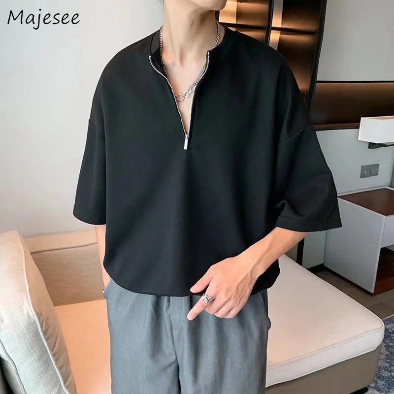 

T-shirts Men Japanese Half Sleeve Design Ins Casual Handsome Summer Simple All-match Streetwear Teens Popular Daily Stylish Male