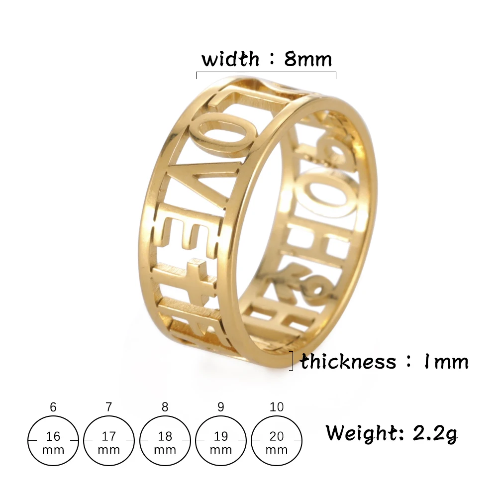 COOLTIME LOVE FAITH HOPE Couple Rings for Women Cross Heart Stainless Steel Wedding Gift Engagement Ring Fashion Jewelry images - 6