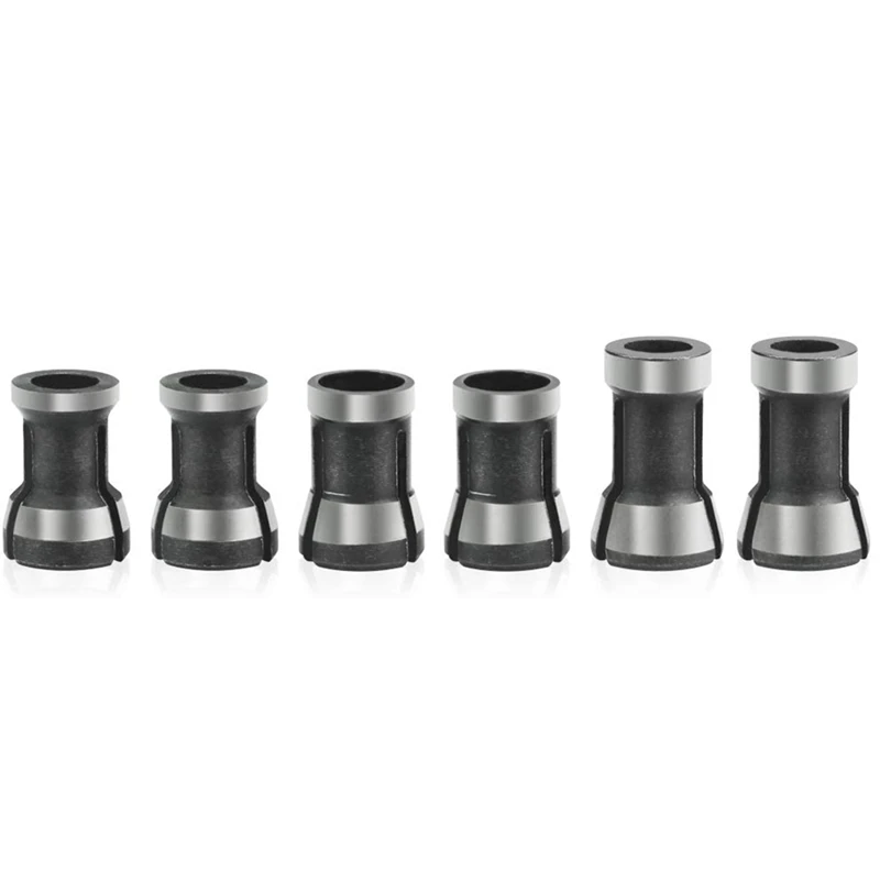 

6 Pcs Router Collet Chuck High Precision Collet Reduction Sleeve HSS Split Bushing Collet Chuck Milling Cutter Adapter