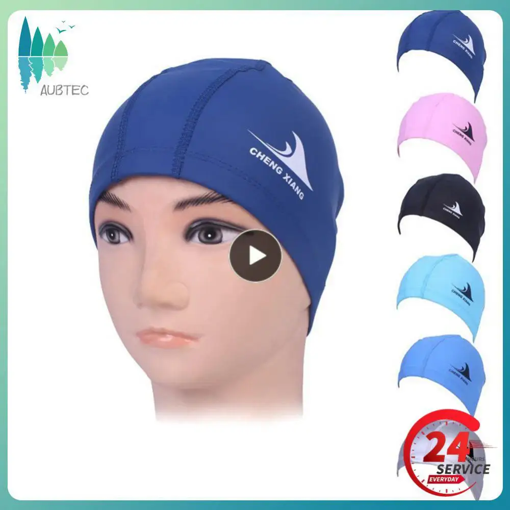 

Unique New Adult Pu Swimming Cap Good Elasticity Waterproof High Elastic Swimming Cap Portable Eco-friendly Swimming Hat Nylon