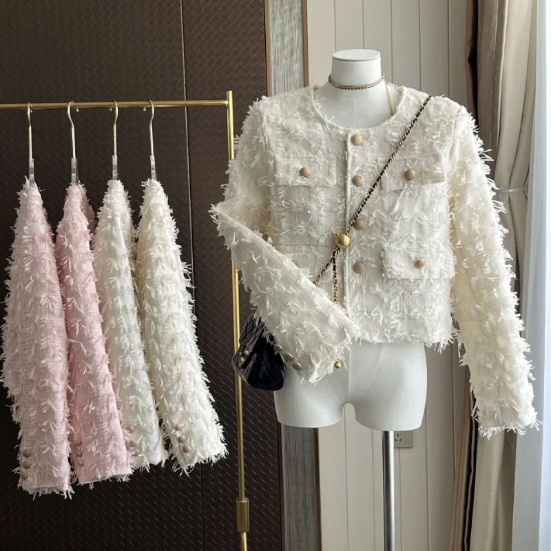 Женская твидовая куртка с длинным рукавом